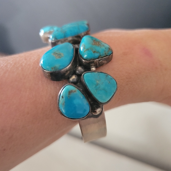Turquoise Cuff Bracelet by Bobby Johnson - Picture 3 of 11